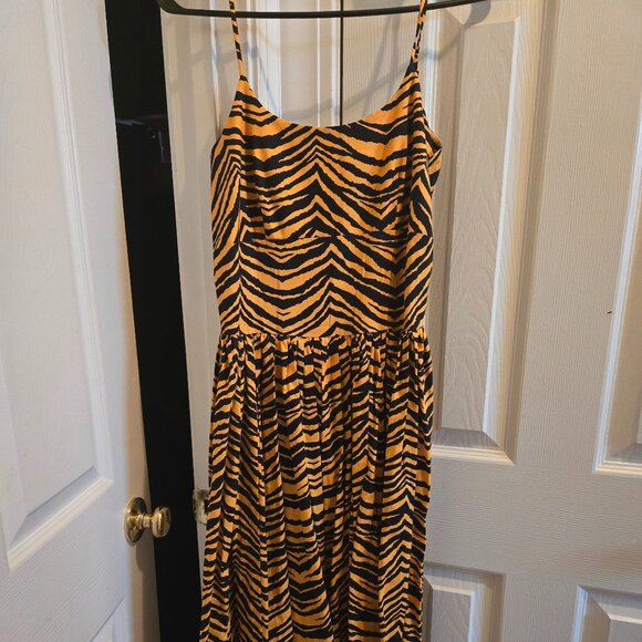 Bernie Dexter Chelsea dress, orange tiger print, Size S, EUC - Picture 1 of 2
